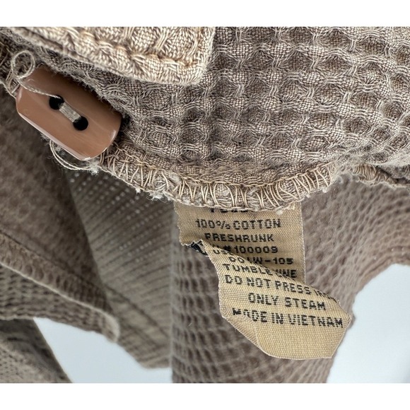 Focus Casual Life Taupe Brown Waffle Hoodie Pockets Size L Coverup Lagen Hippie - Picture 8 of 11